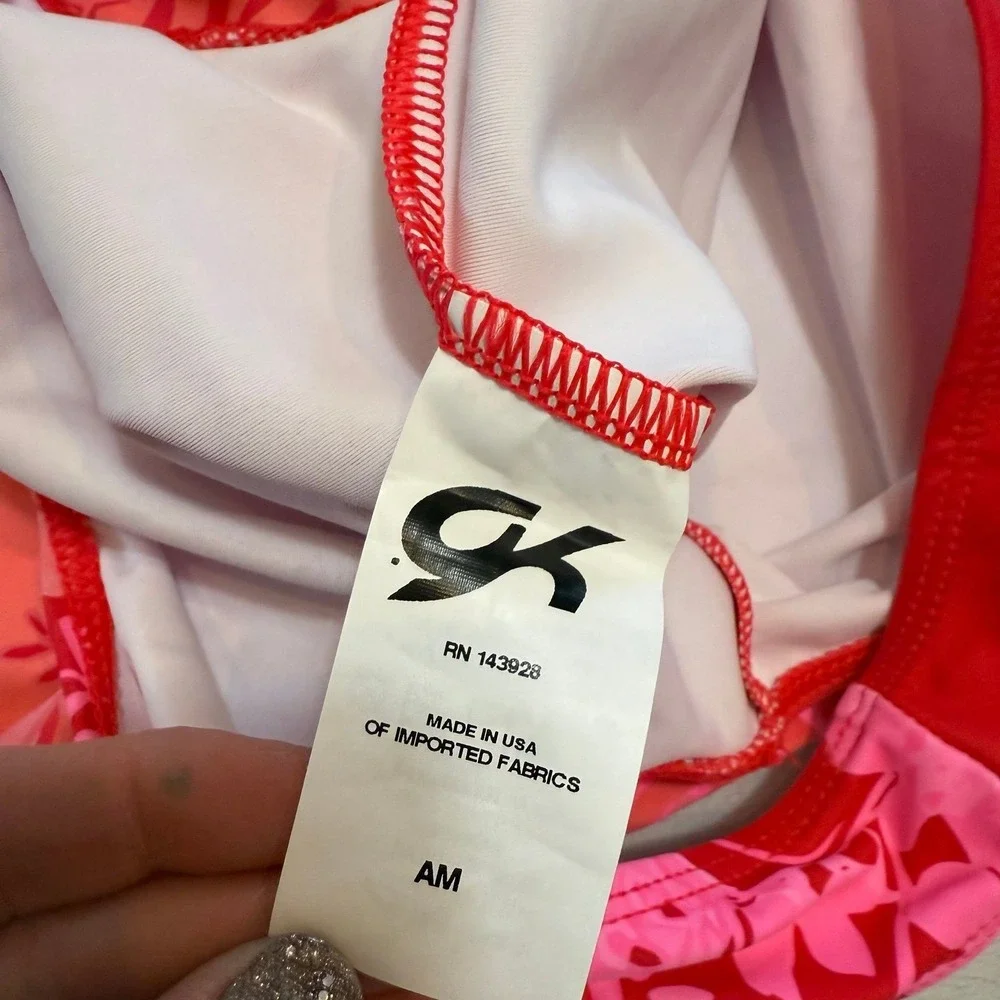 GK Flowers In The Wild Workout Leotard with scrunchie‎ adult medium NEW